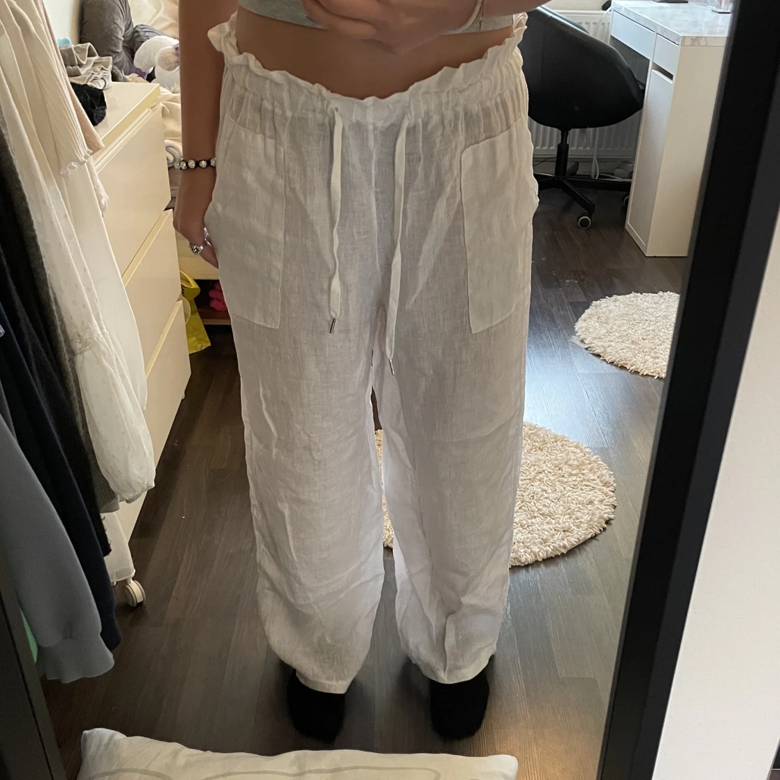 Vita linnebyxor - 90