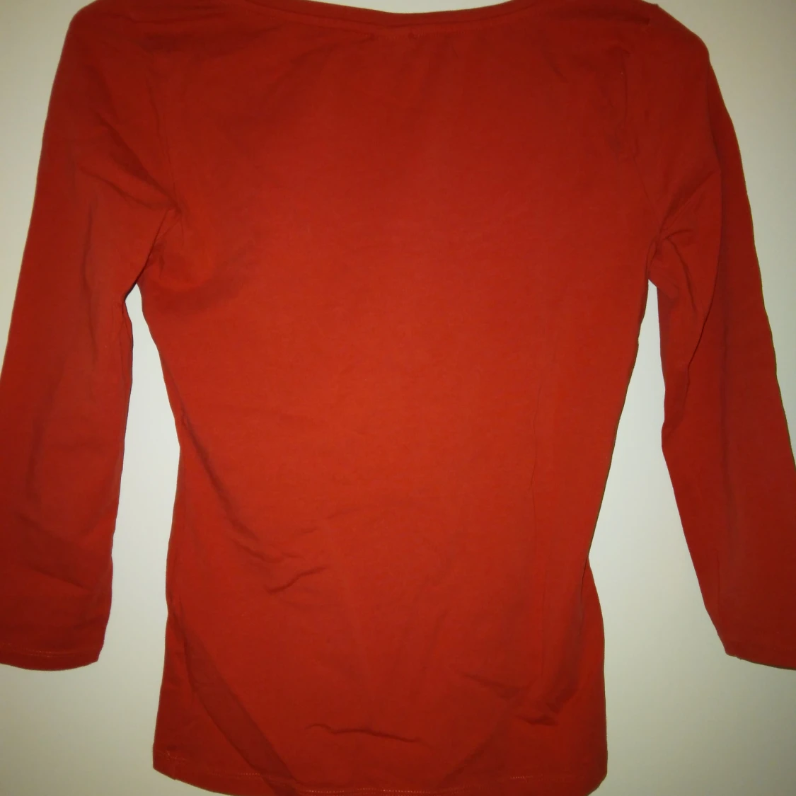 Röd långärmad topp. Stretchig bomull. 34/XS-SMALL. Jul. - 1