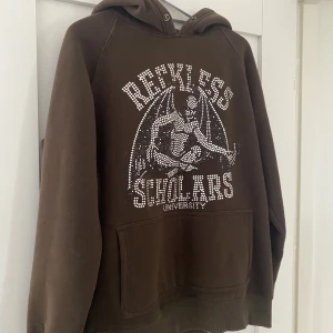 Reckless Scholars hoodie - En snygg brun Reckless Scholars hoodie i strl L🤎Några stenar har lossnat vid bokstäverna annars är den i gott skick! Skriv för fler bilder