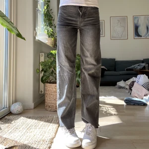 Gråa jeans! - Säljer ett par gråa jeans, säljer pågrund av att dom är försmå och inte passar i midjan. Använt 2-3 gånger, tvättar innan jag postar. Kommer från hm och tror inte dom säljs längre. Nypris runt 350-400kr.