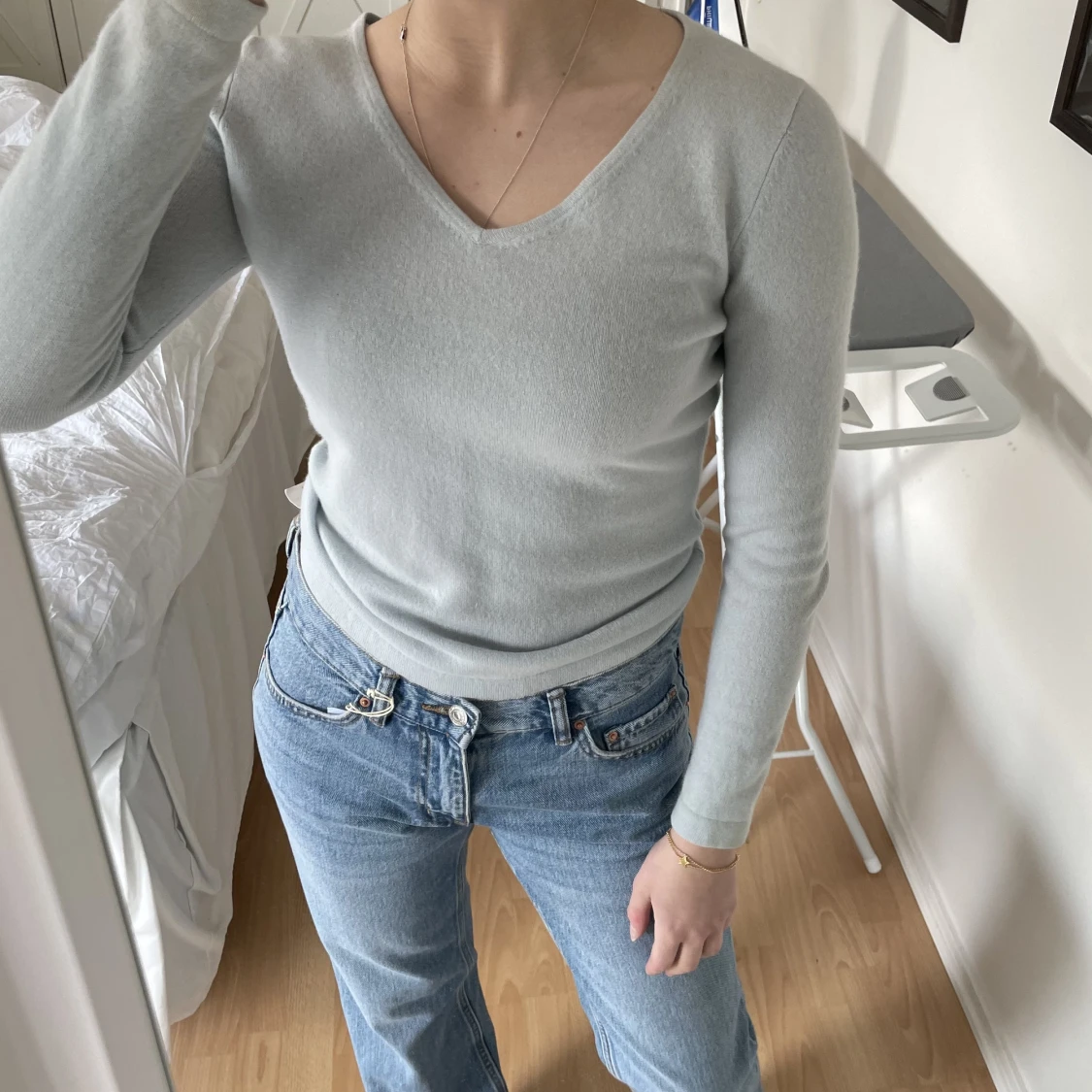 Blå tröja i kashmir - 90