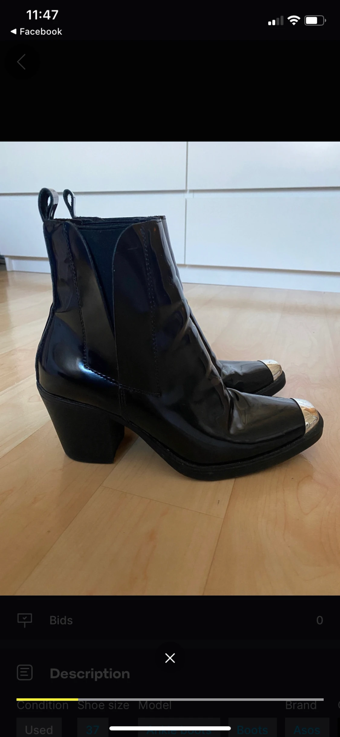 Svarta boots med silver tå - 90