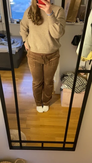 Juicy byxor - Jag säljer dessa bruna juicybyxor i storlek L. De är väldigt sparsamt använda och i nyskick. Priset kan diskuteras💗