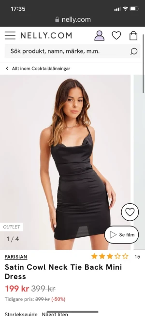 Rygglös klänning - Klänning köpt ifrån Nelly, använd endast en gång. Sitter bra och man kan justera banden bak. Storlek 38