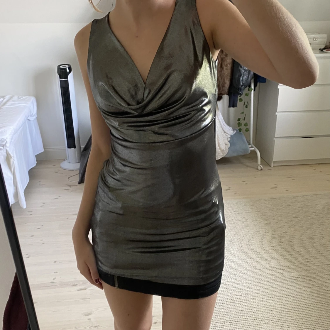 Silver svart klänning linne - 91