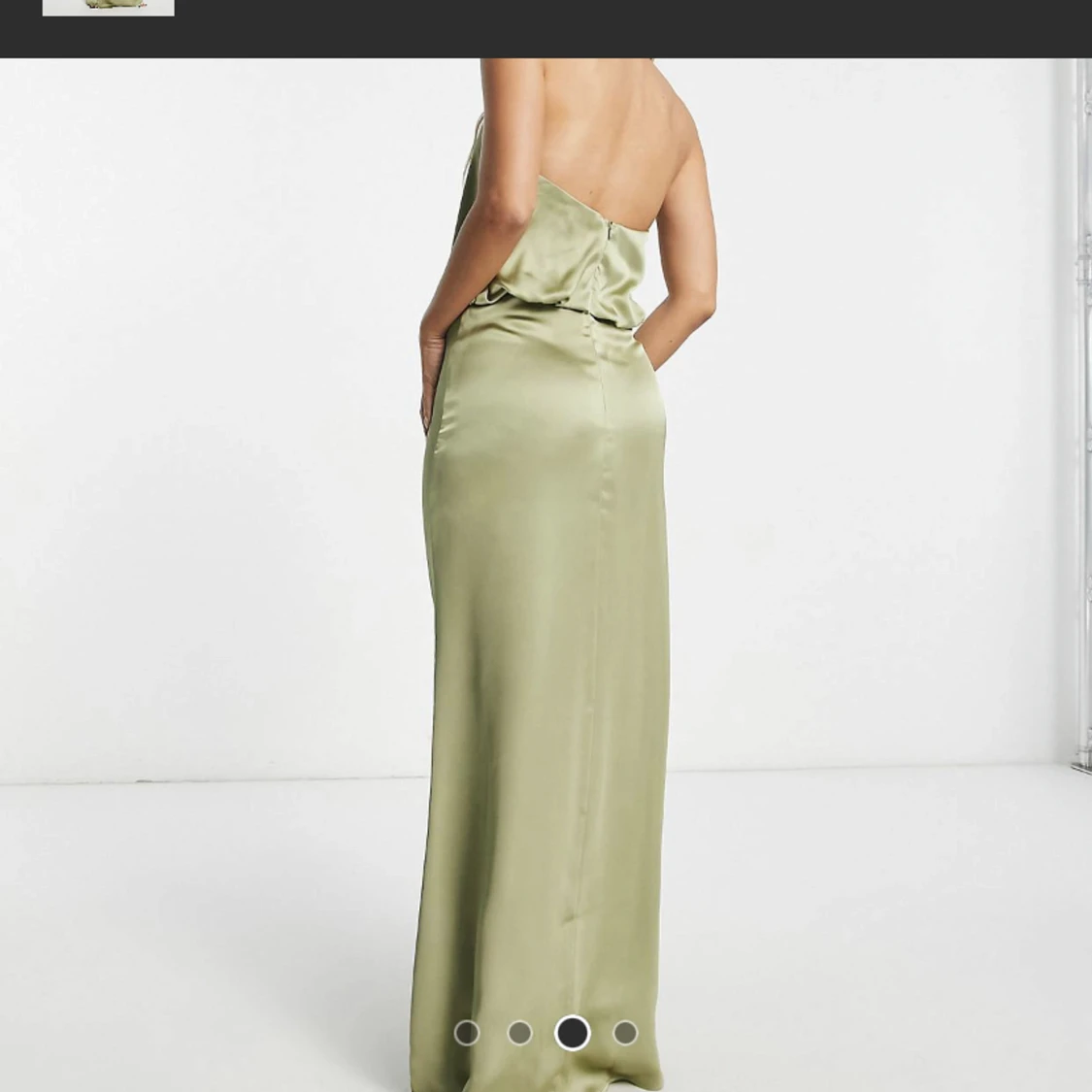 Olivgrön satinklänning - 90