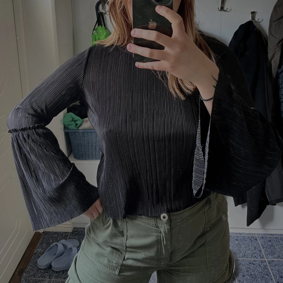 Svart långärmad fest topp