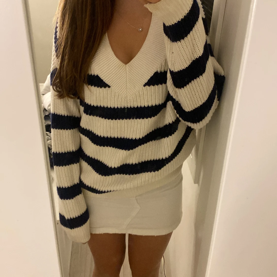 Randig stickad tröja