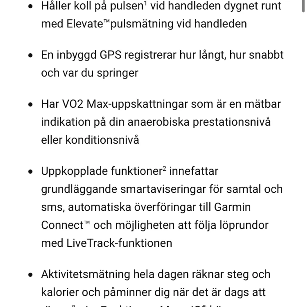 Säljer nu min Garmin forerunner 30 träningsklocka eftersom jag fick en ny träningsklocka i present.  Bild 1 är lånad. Bild 2 är min klocka. Säljer för 400kr, orginalpris från Garmin :1399kr Perfekt julklapp🎁. Övrigt.