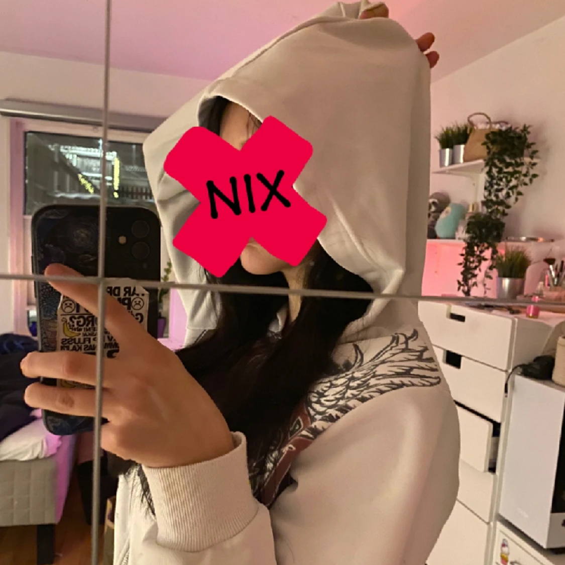 vit kort hoodie - 91