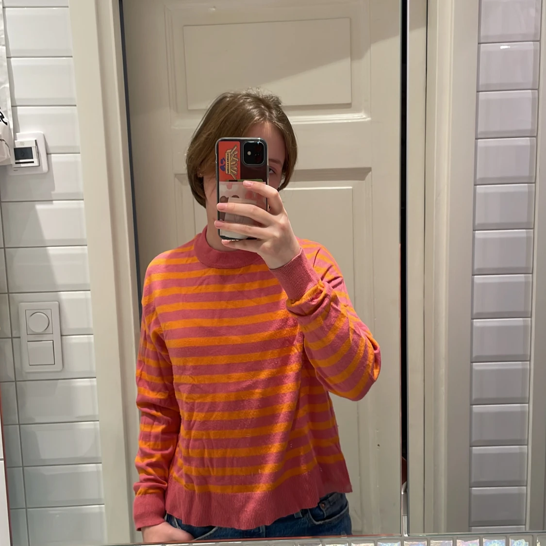 Randig tjocktröja/kofta