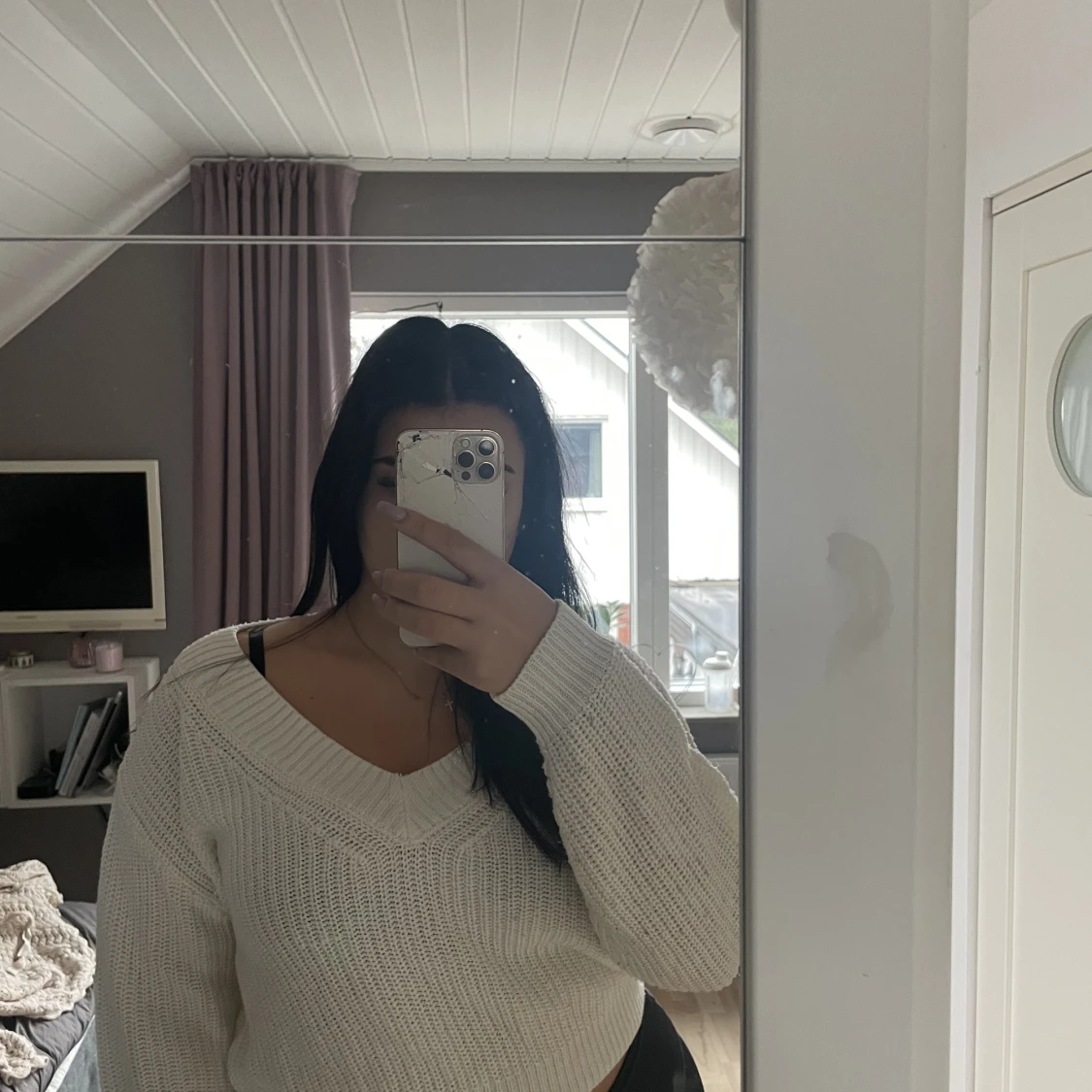 stickad söt lite kortare topp - 90