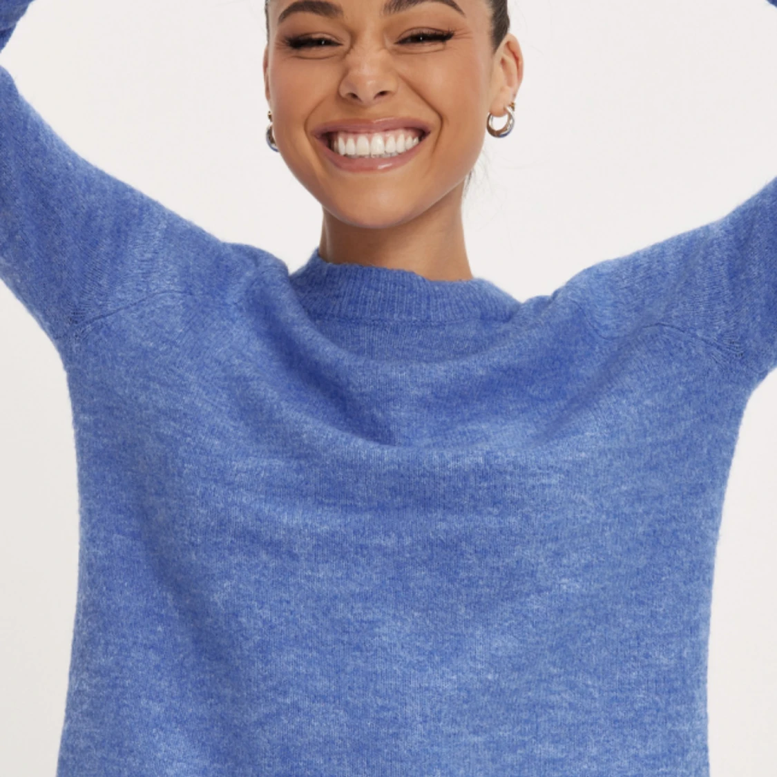 Blå stickad tröja  - 90