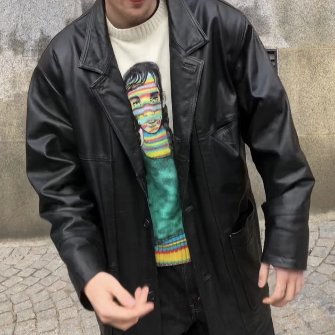 Läderkappa/jacka - 90