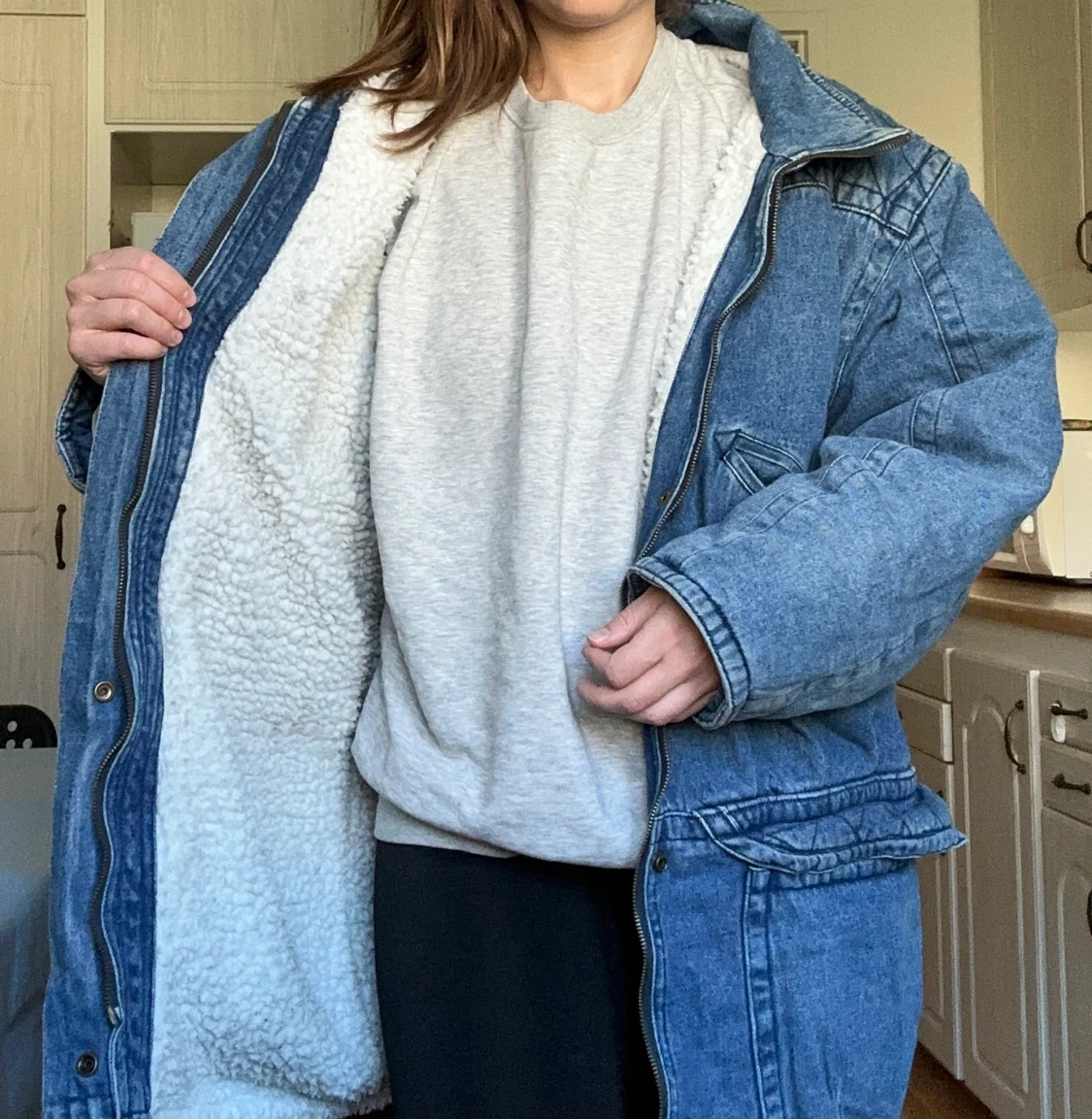 Varm och fodrad jeansjacka - 90