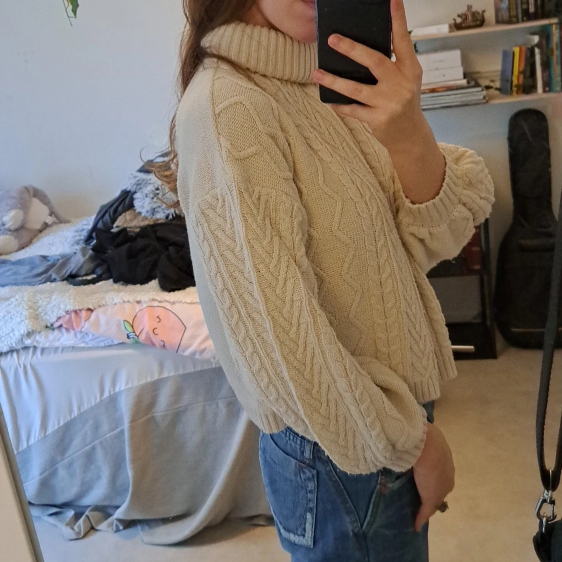 Vit stickad tröja - 90