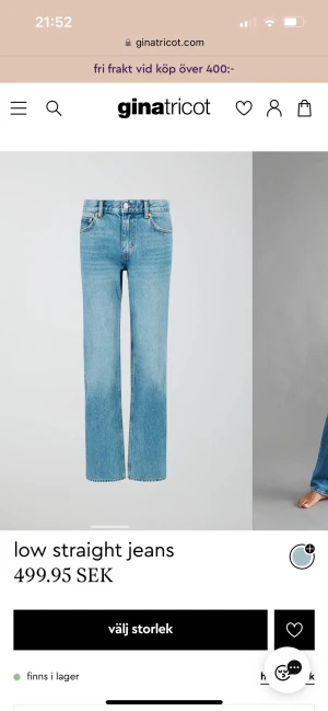 Gina låg midjade jeans - Kondition: 9/10, säljer pga rensning av garderob. Nypris:500, säljer mina för 340kr. Kp för egna bilder