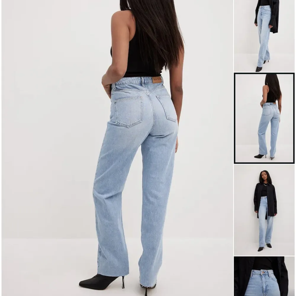 Super fina jeans från NA-KD som tyvärr inte sitter så bra som jag hade velat. Använda 1 gång. Jeansen är lite mörkare blå färg än på bilderna från sidan💕.. Jeans & Byxor.