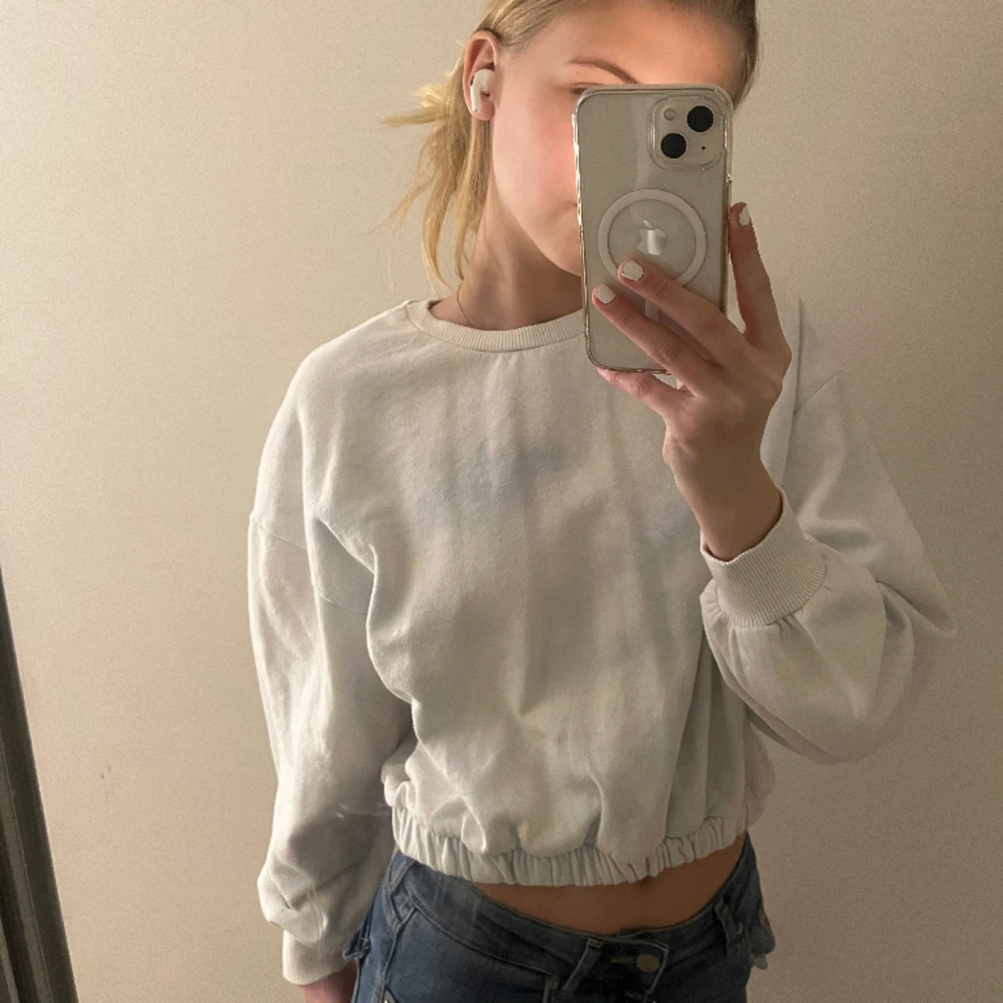 Blåvit tjocktröja  - 90