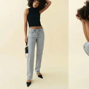 Jättesnygga ljusgråa low waist jeans från Gina!! 