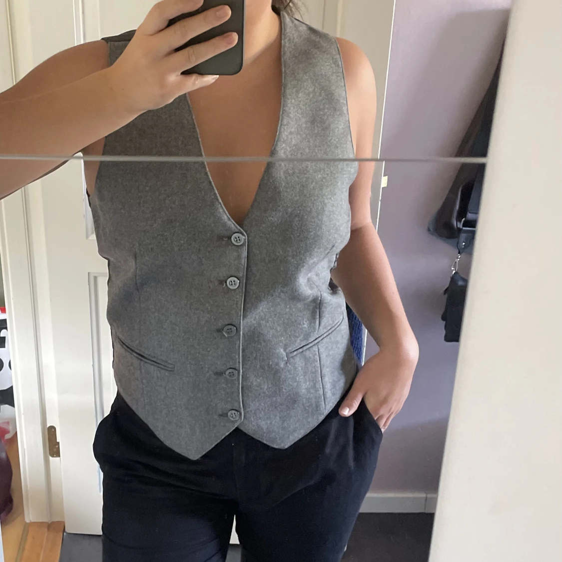 Grå kostymväst - 90