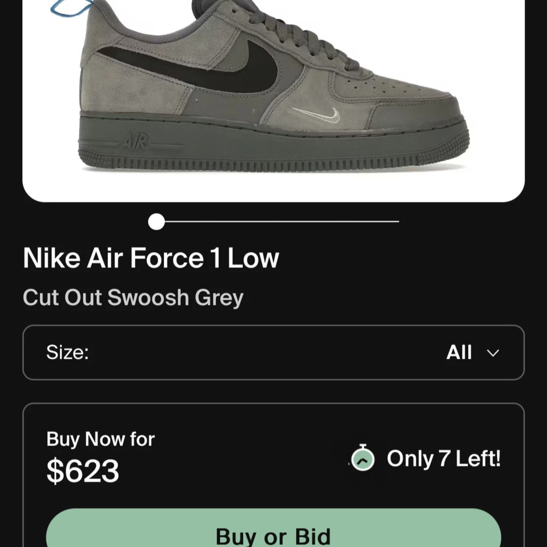 Nike Air Force 1 LowCut Out Swoosh Grey (vintage) - 93