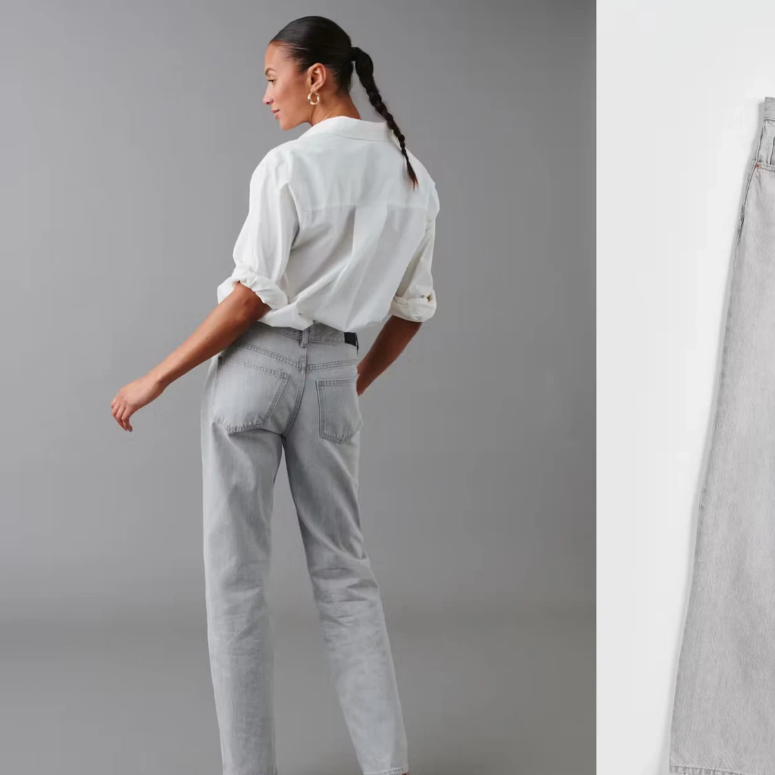 Grå low waisted straight jeans från Gina Tricot - 92