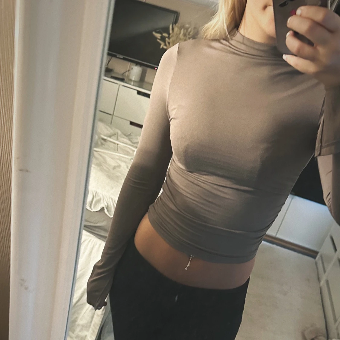 Brun långärmad polotröja - 90