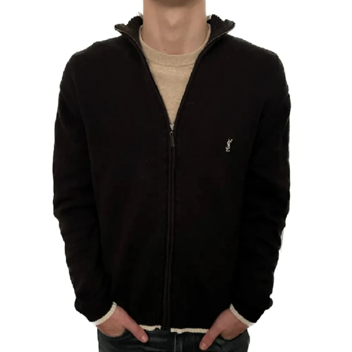 Svart kofta med dragkedja från YSL