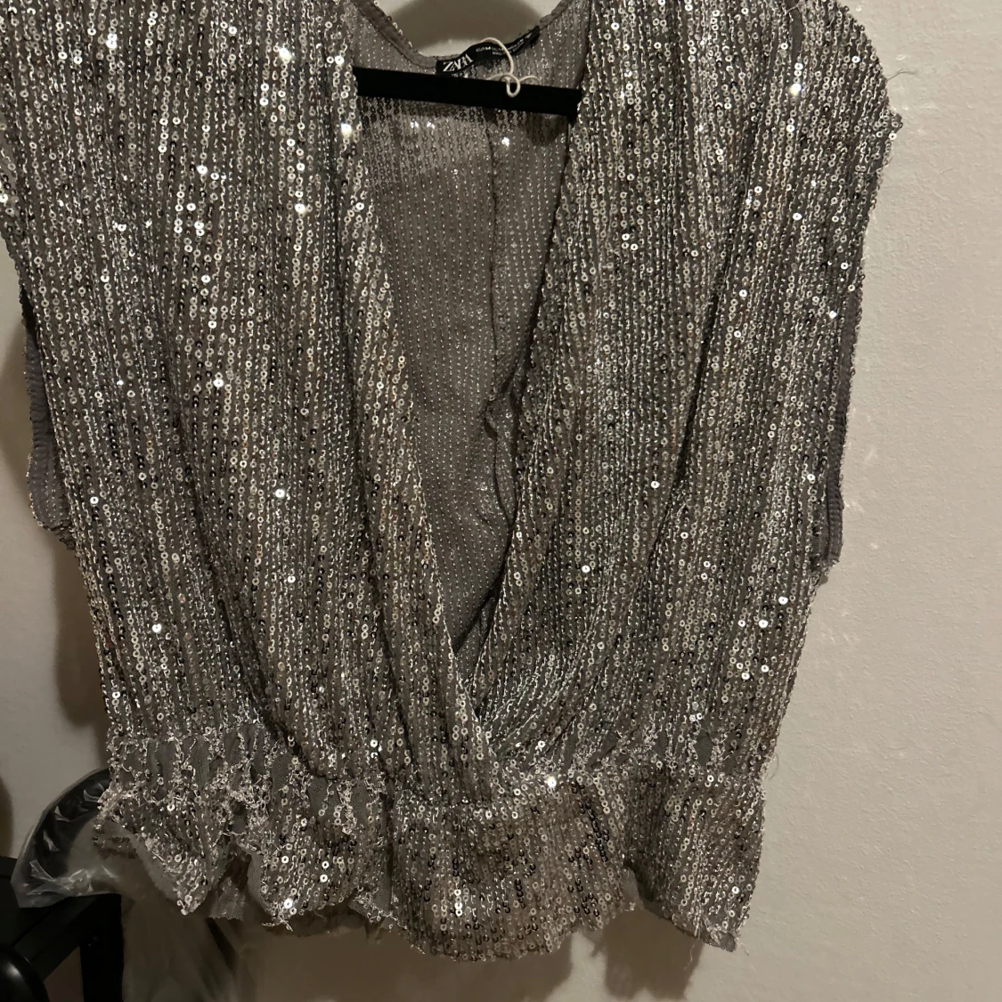 Glittrig silver topp - 90