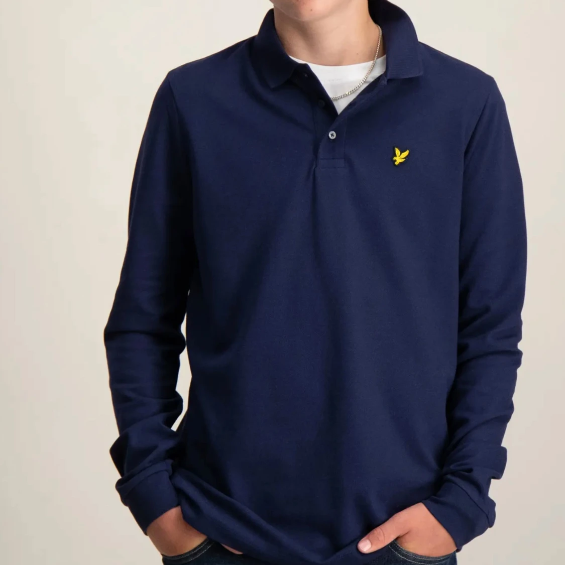 Mörkblå pikétröja från Lyle & Scott - 90