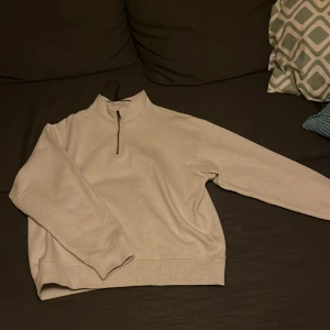 Ljus grå tröja från Nike - Säljer en beige tröja från Nike i storlek L. Tröjan har en halv dragkedja vid halsen och är perfekt för både vardag och träning. Den är i mycket bra skick och passar bra till höst och vår. Perfekt för dig som gillar en stilren look!(priset går att diskutera)