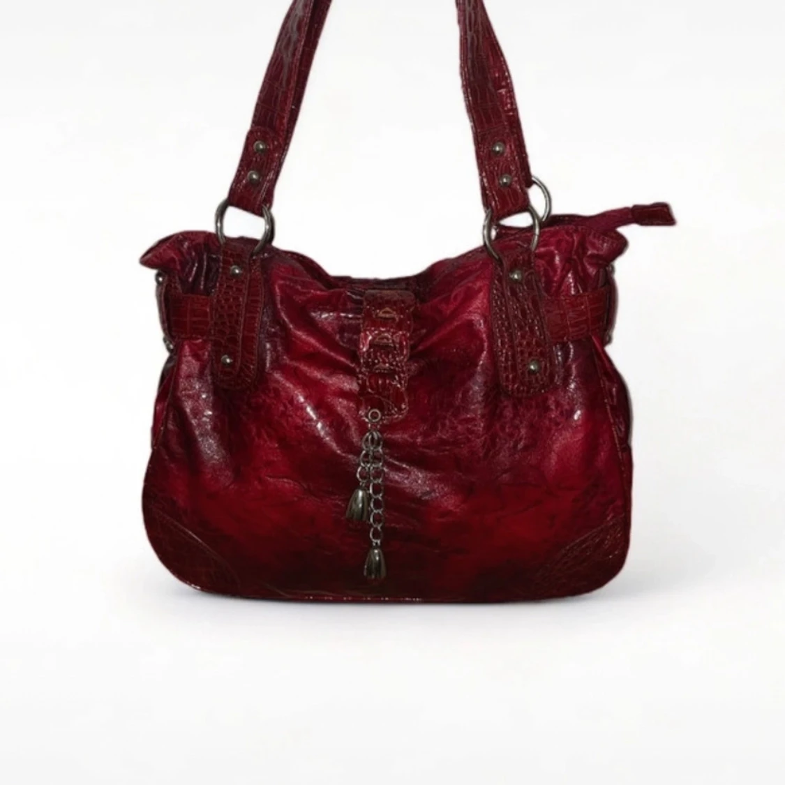 Röd axelväska med kedjedetalj - 90