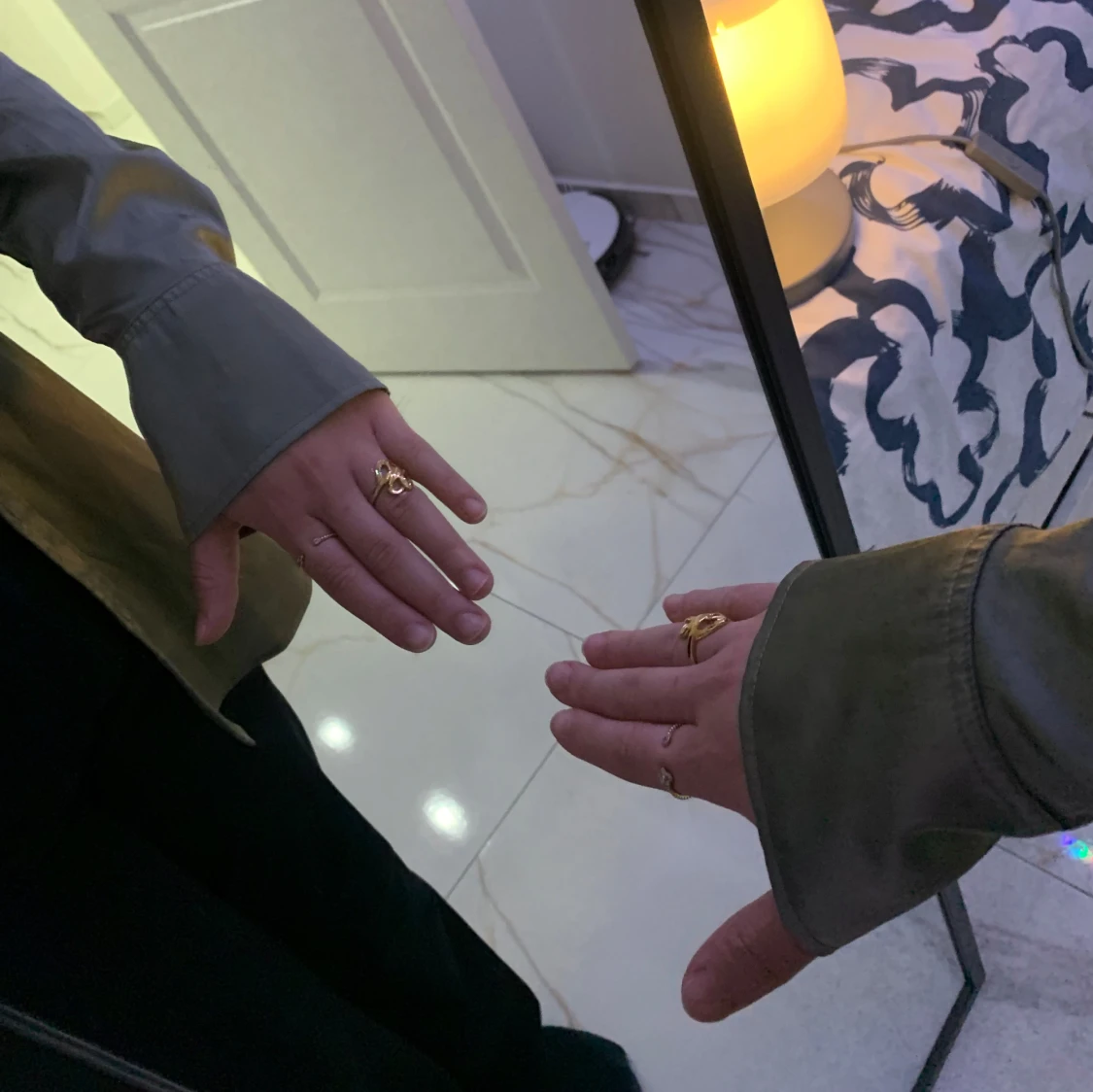 Olivgrön långärmad skjorta - 90