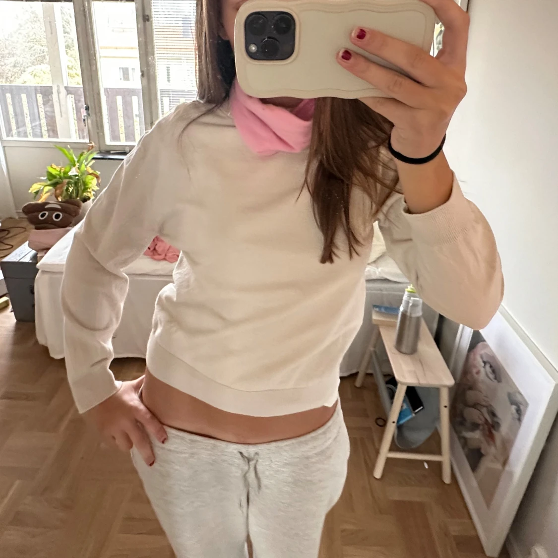 Vit croppad tröja - 90