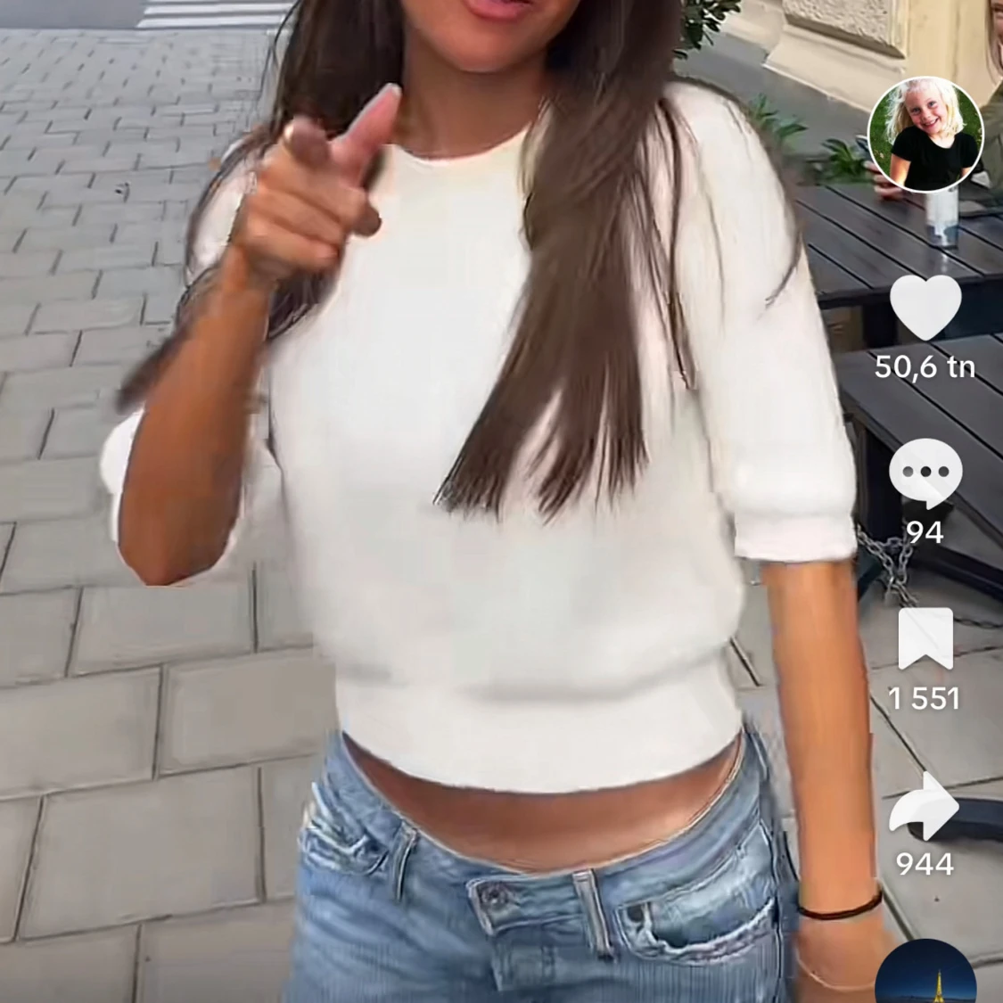 Vit stickad trekvarts tröja från Zara - 91