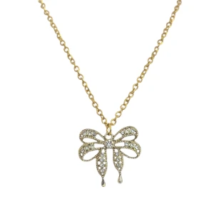 Gulligt rosett halsband  - 45cm+5cm förlängning 