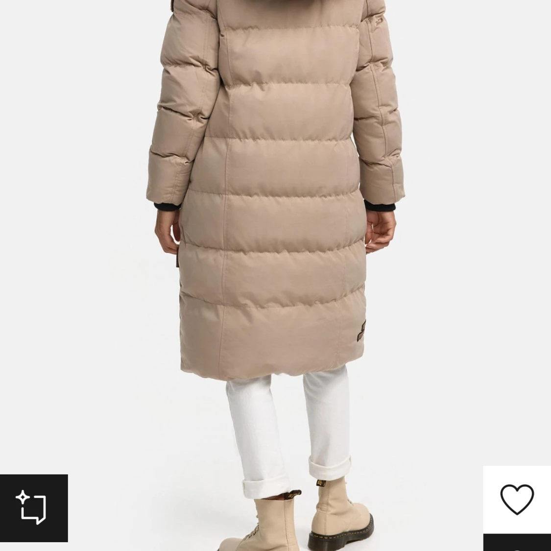 Beige dunjacka med pälsdetaljer - 90