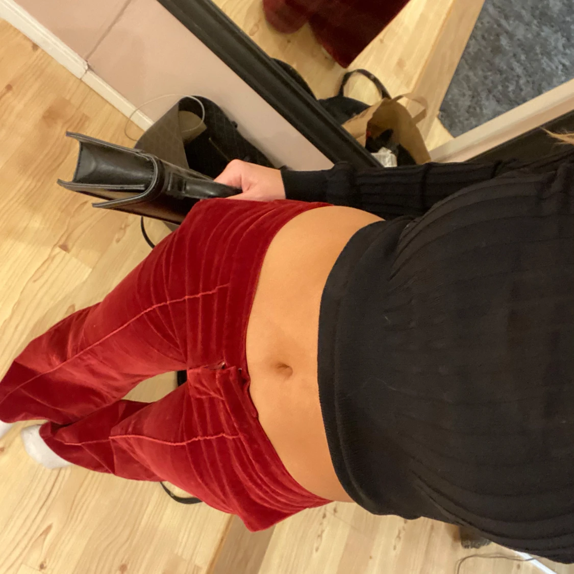 Vintage röda sammetbyxor - 90