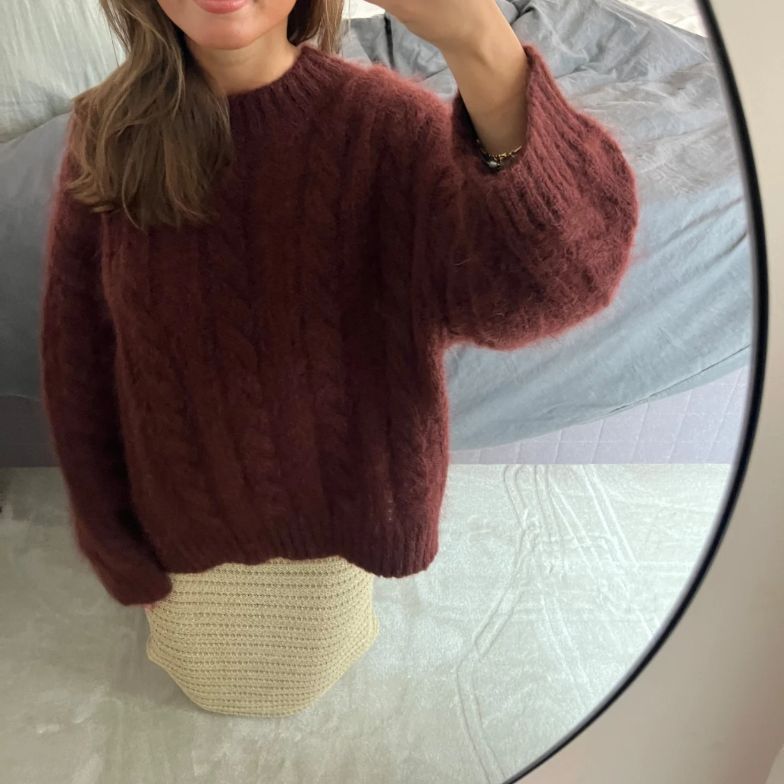 Vidröd stickad tröja - 90