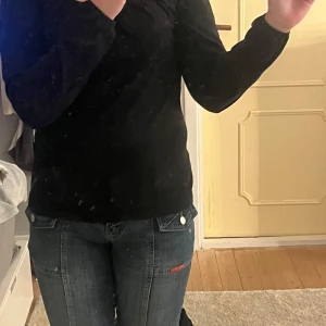 Svart långärmad topp från Colours of the World - Säljer en svart långärmad topp från Colours of the World. Toppen har en rund halsringning med rynkade detaljer framtill. Perfekt för en stilren look.