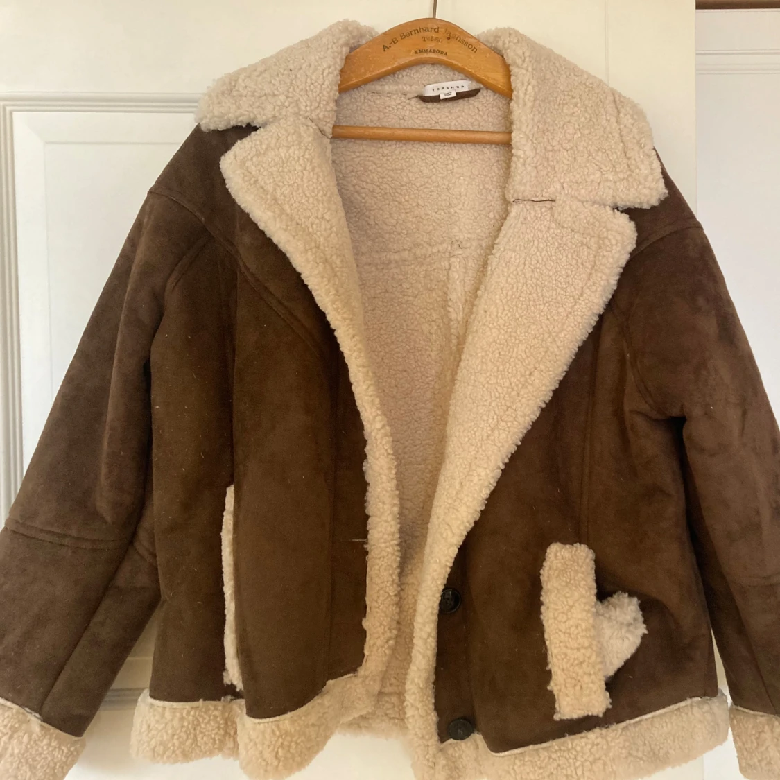 Brun mockajacka med teddyfoder - 90