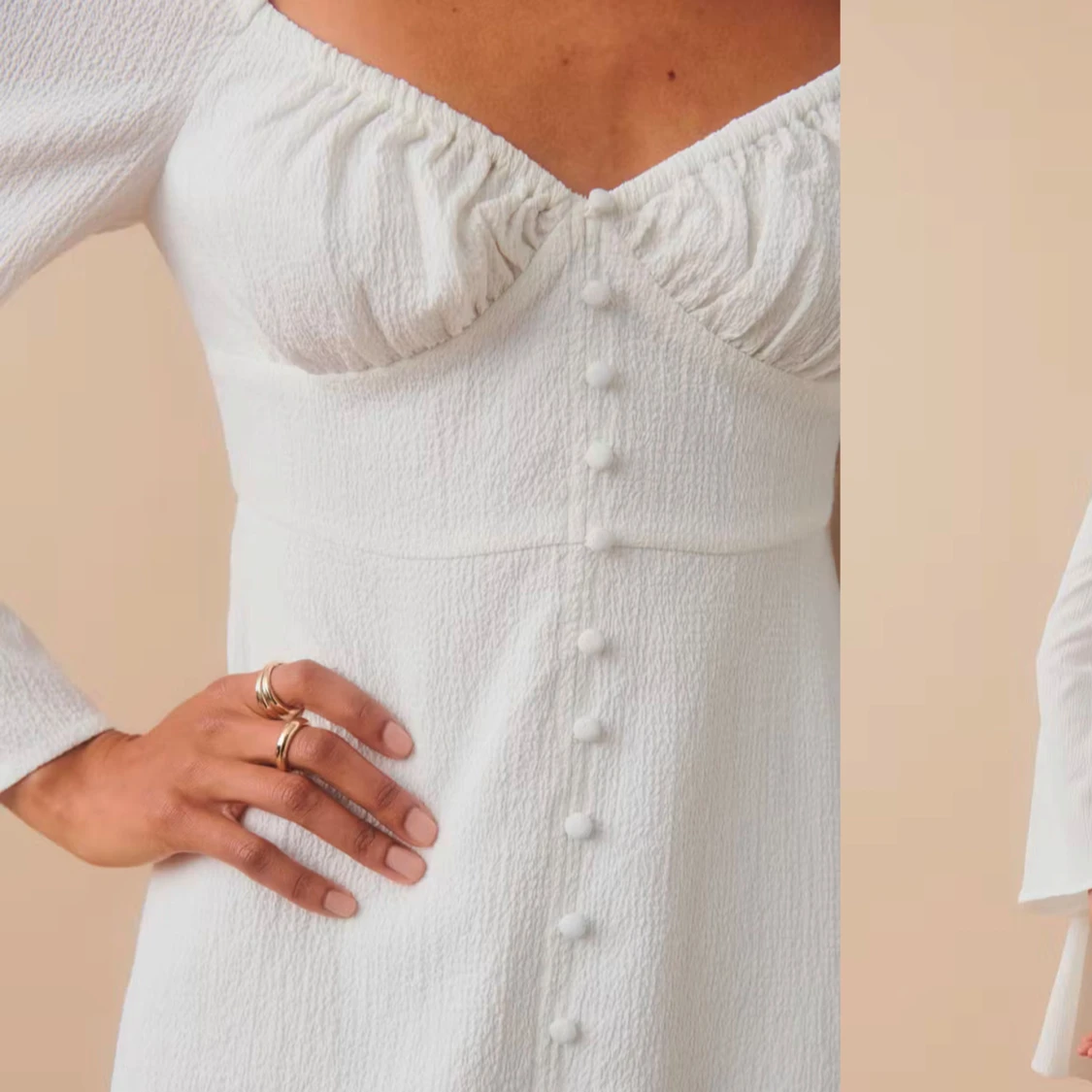 Vit klänning med knappar - 1