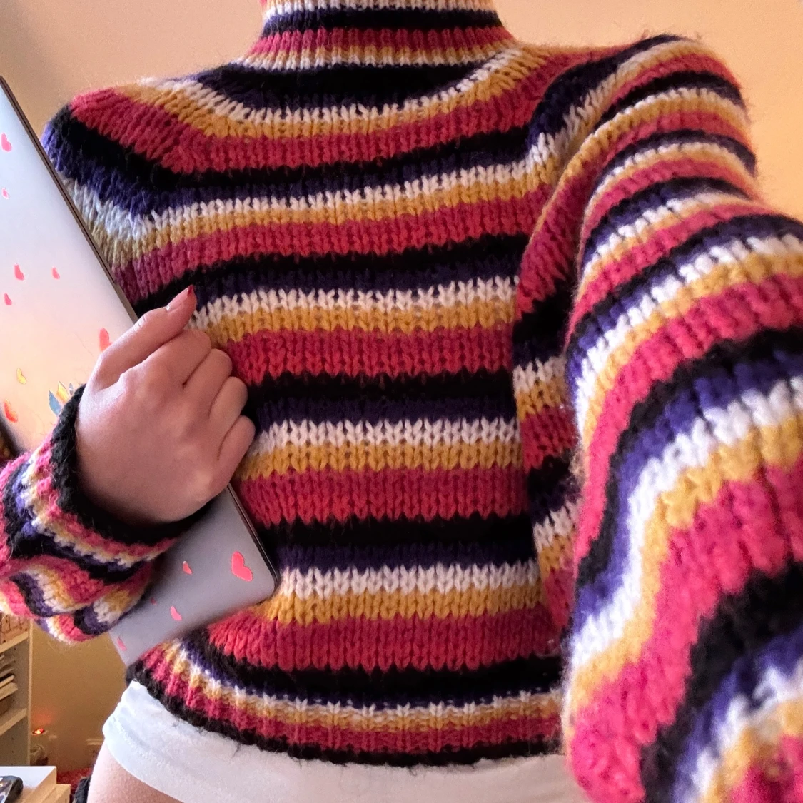 Färgglad randig stickad tröja / sweter