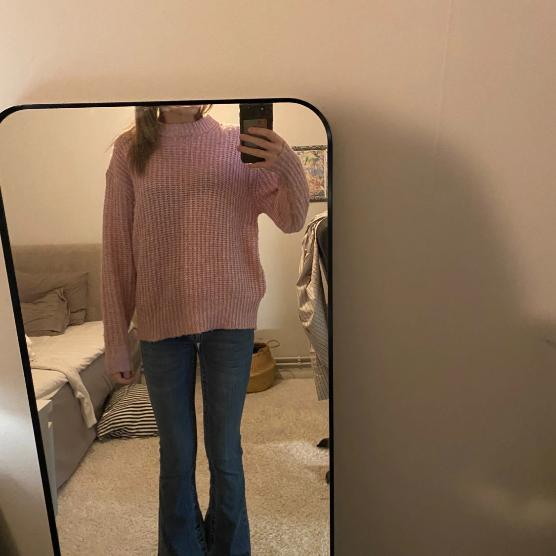 Rosa stickad tröja - 90