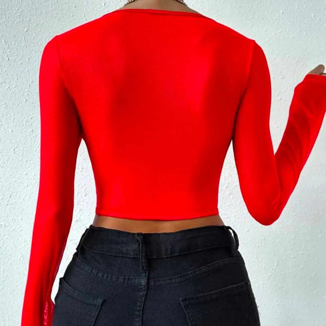 Topp/tröja röd spets korsett  - 90