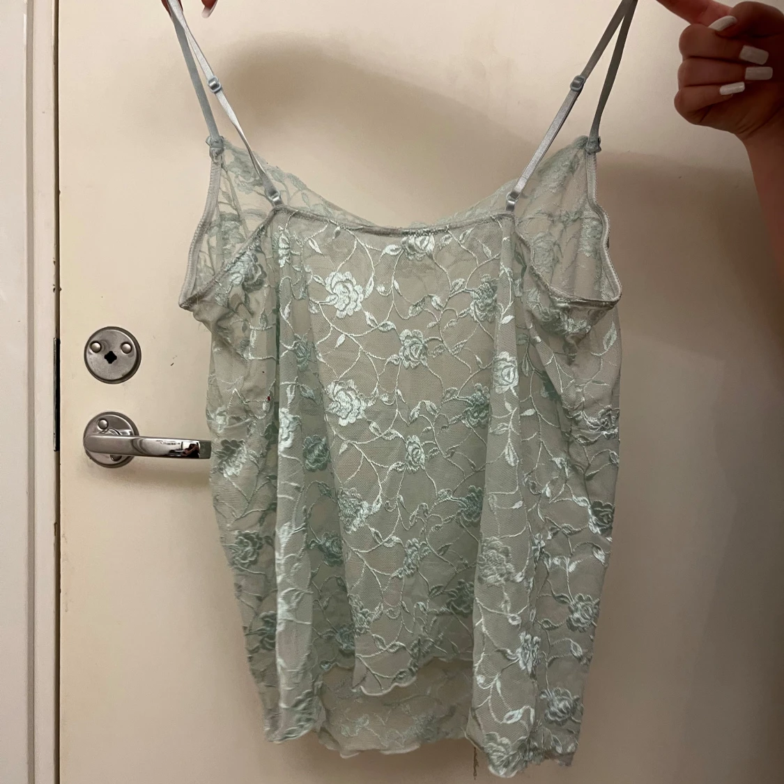 Mintgrön spetslinne - 90