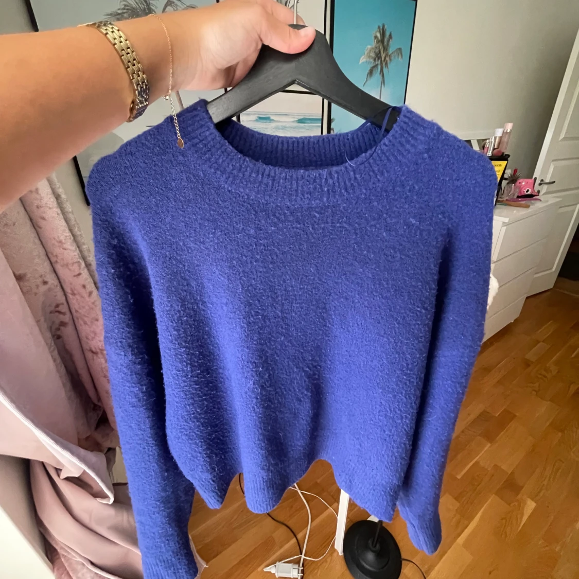 Mörkblå stickad zara tröja - 90