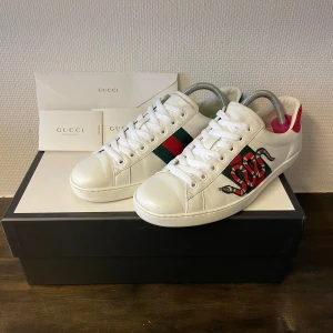 Gucci ace - Säljer ett par Gucci Ace skor i storlek 41 ( passar 42). Skorna är i väldigt bra skick, andvänd ca 5 gånger. Allt og ingår.   