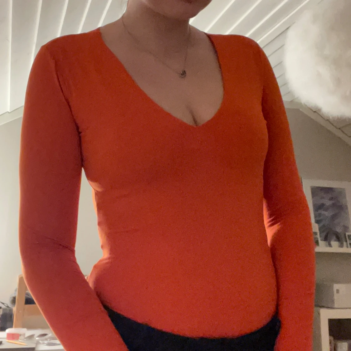 Orange långärmad body